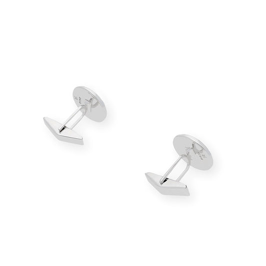 Gemelos de Plata con Nácar Diseño Redondo