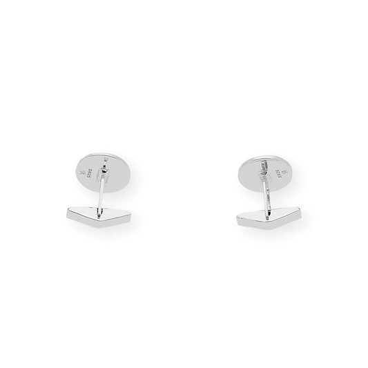 Gemelos de Plata con Nácar Diseño Redondo