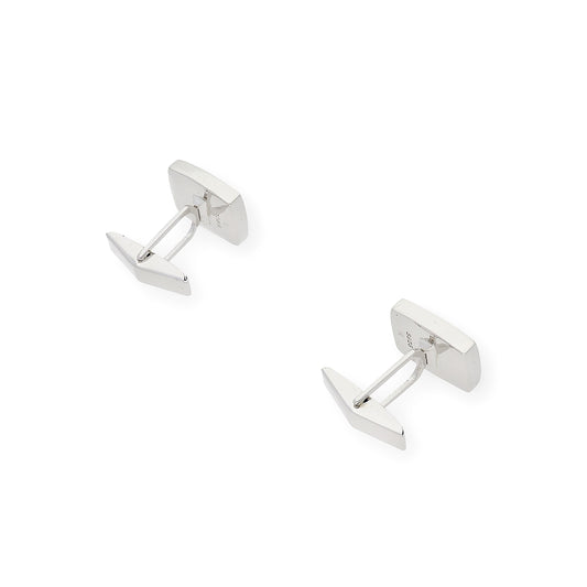 Gemelos de Plata con Nácar Diseño Pequeños Rectangular