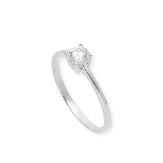 Solitario de Compromiso con Diamantes Certificado y Oro 18K