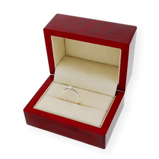 Solitario de Compromiso con Diamantes Certificado y Oro 18K