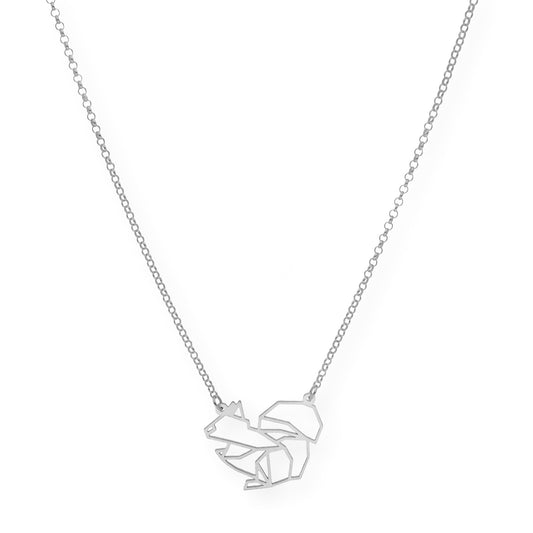 Collar con Colgante Origami Ardilla en Plata de Ley 925