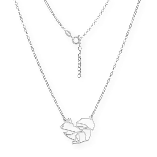 Collar con Colgante Origami Ardilla en Plata de Ley 925