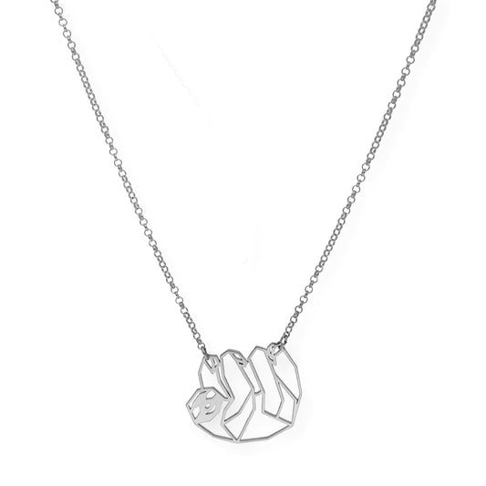 Collar con Colgante Origami Perezoso en Plata de Ley 925