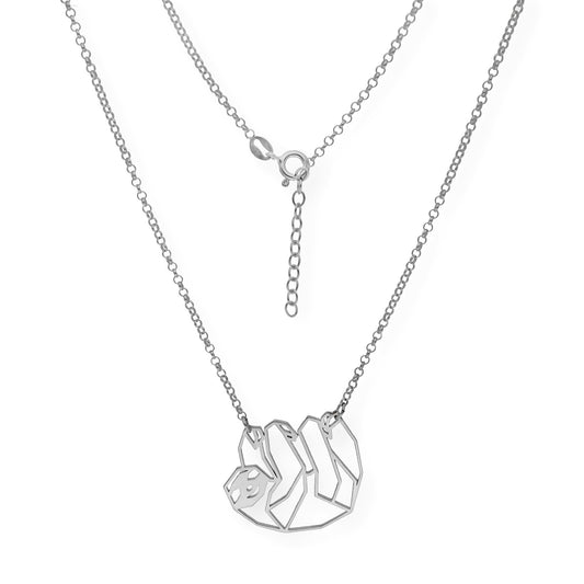 Collar con Colgante Origami Perezoso en Plata de Ley 925