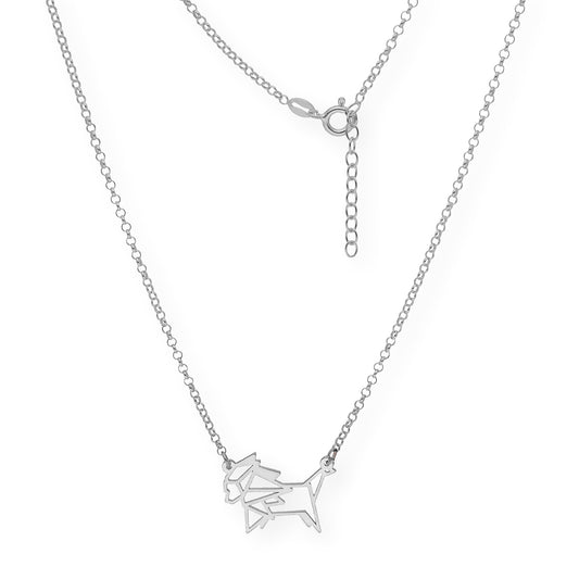 Collar con Colgante Origami León en Plata de Ley 925
