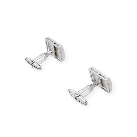 Gemelos de Plata con Ónix Diseño Rectangular