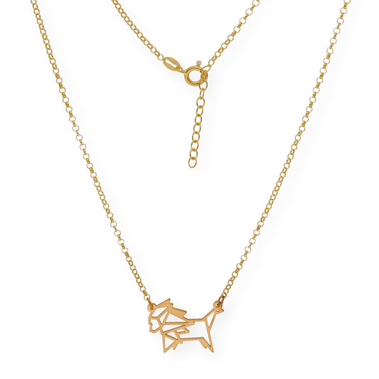 Collar con Colgante Origami León en Plata de Ley 925 con Baño de Oro 18k