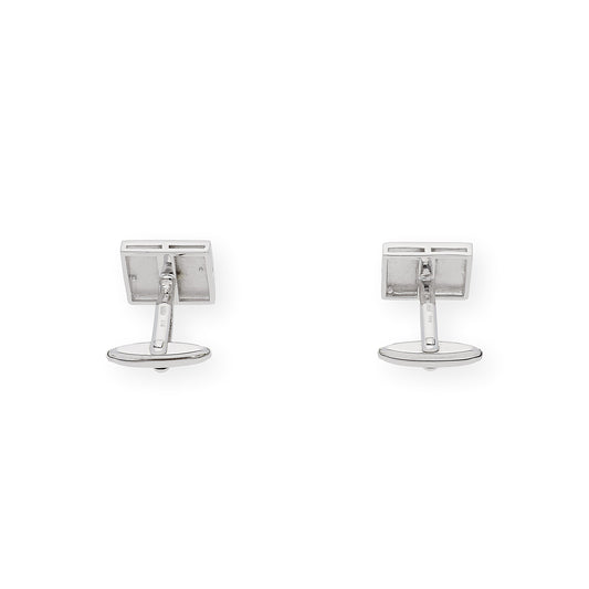 Gemelos de Plata con Ónix Diseño Rectangular