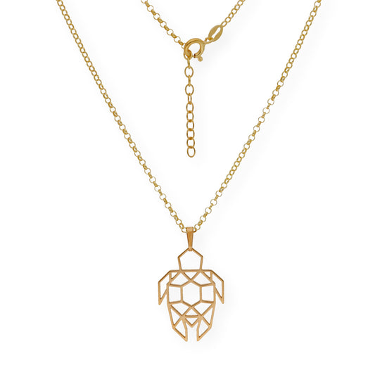 Collar con Colgante Origami Tortuga en Plata de Ley 925 con Baño de Oro 18k