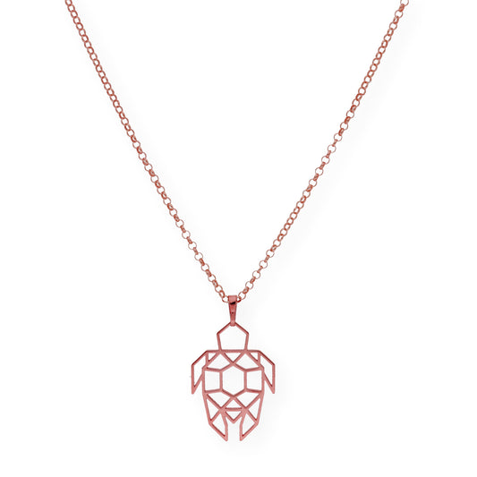 Collar con Colgante Origami Tortuga en Plata de Ley 925 con Baño de Oro Rosa 18k