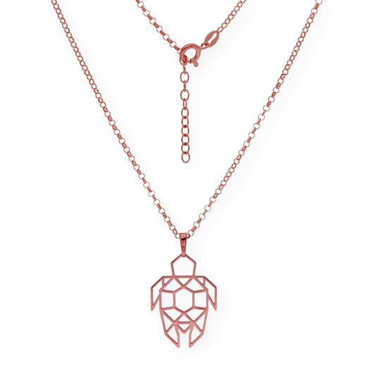 Collar con Colgante Origami Tortuga en Plata de Ley 925 con Baño de Oro Rosa 18k