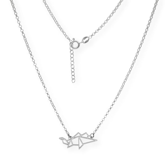 Collar con Colgante Origami Dinosaurio en Plata de Ley 925