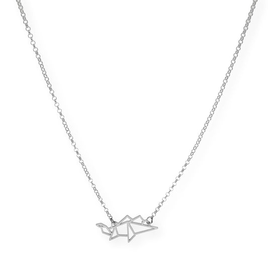 Collar con Colgante Origami Dinosaurio en Plata de Ley 925