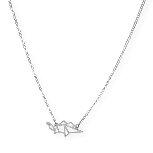Collar con Colgante Origami Dinosaurio en Plata de Ley 925