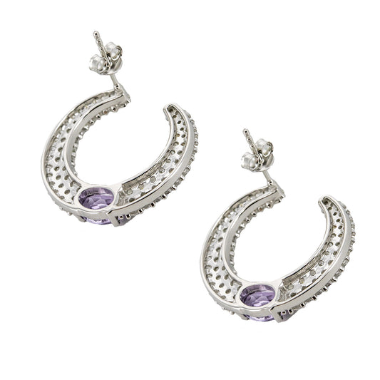 Pendientes Luna Invertida en plata de ley 925 con Amatistas y Circonitas
