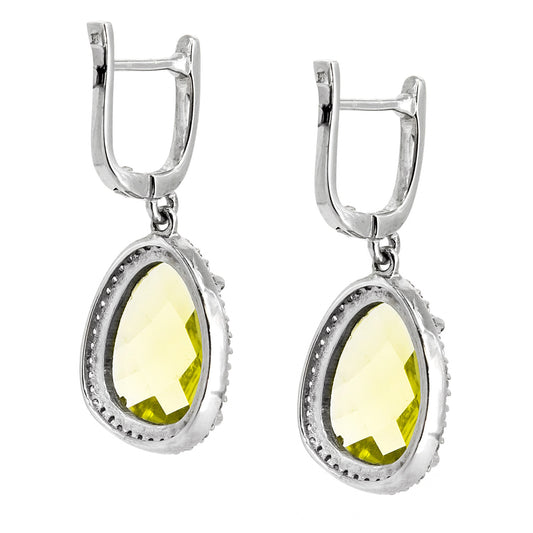 Pendientes Destello en plata de ley 925 Topacio Limón y Orla de Circonitas