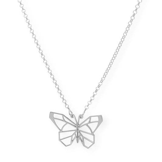 Collar con Colgante Origami Mariposa en Plata de Ley 925