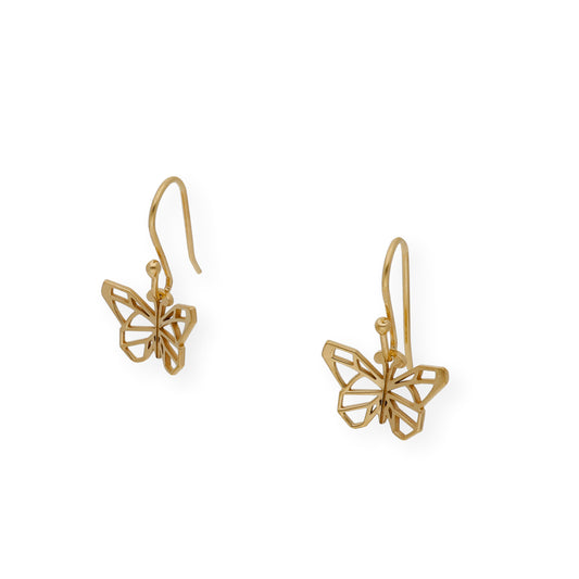 Pendientes Origami Mariposa en Plata de Ley 925 con Baño de Oro 18k