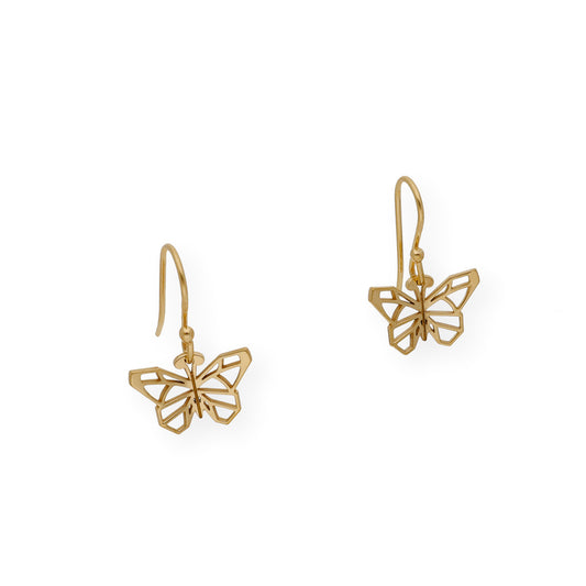 Pendientes Origami Mariposa en Plata de Ley 925 con Baño de Oro 18k