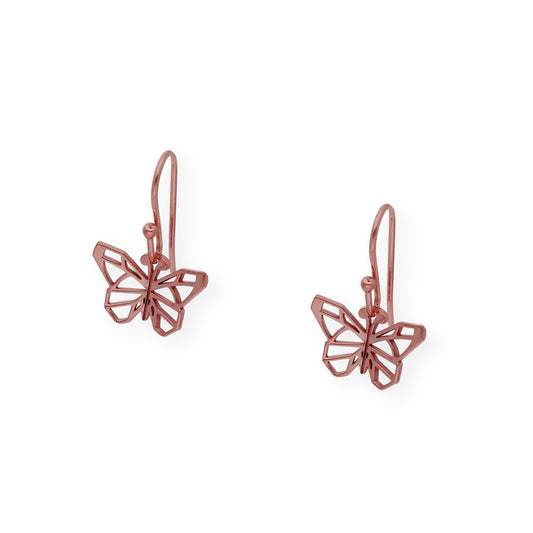 Pendientes Origami Mariposa en Plata de Ley 925 con Baño de Oro Rosa 18k