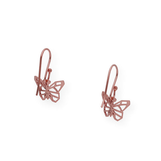 Pendientes Origami Mariposa en Plata de Ley 925 con Baño de Oro Rosa 18k