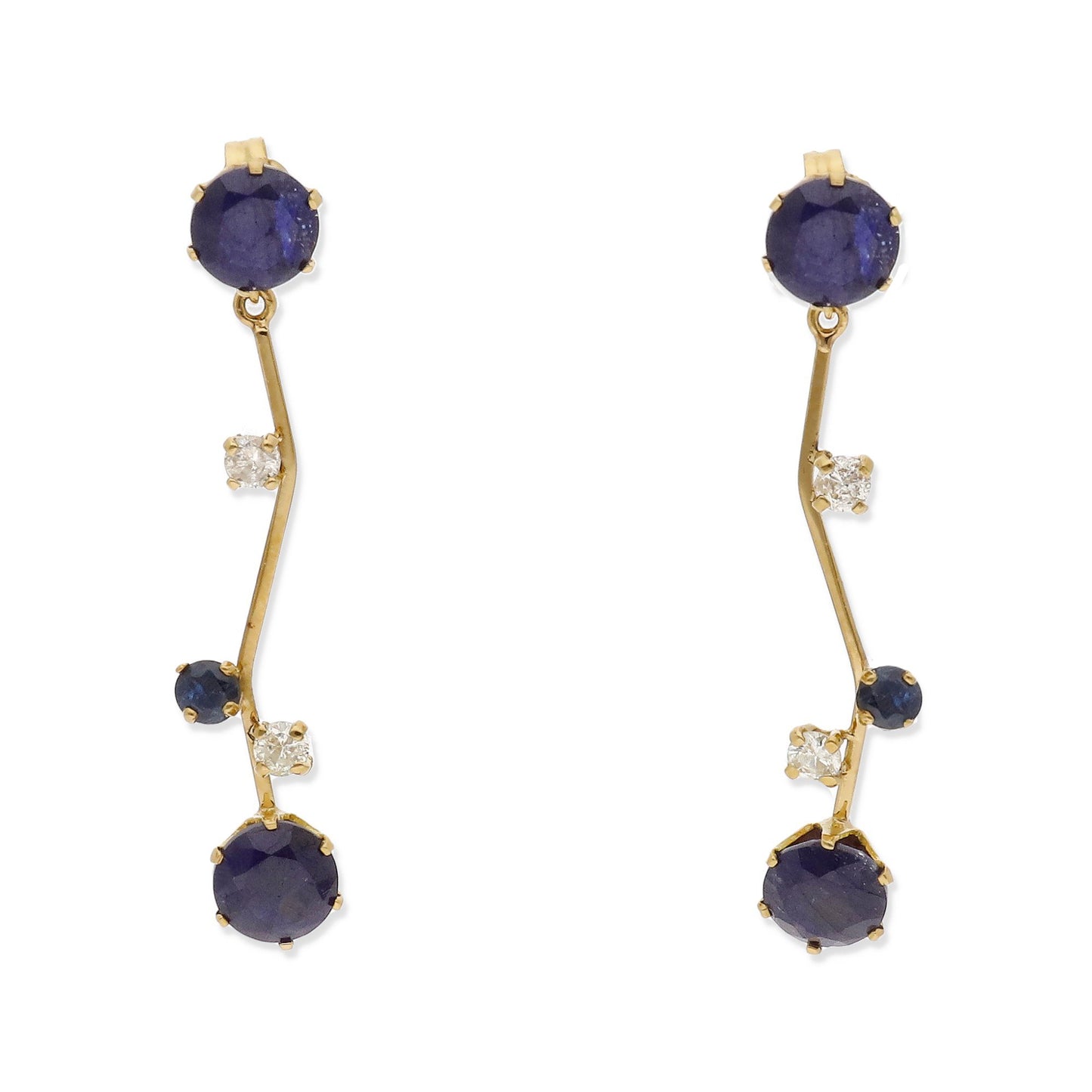 Pendientes Flok en Oro de 18K con Diamantes y Zafiros