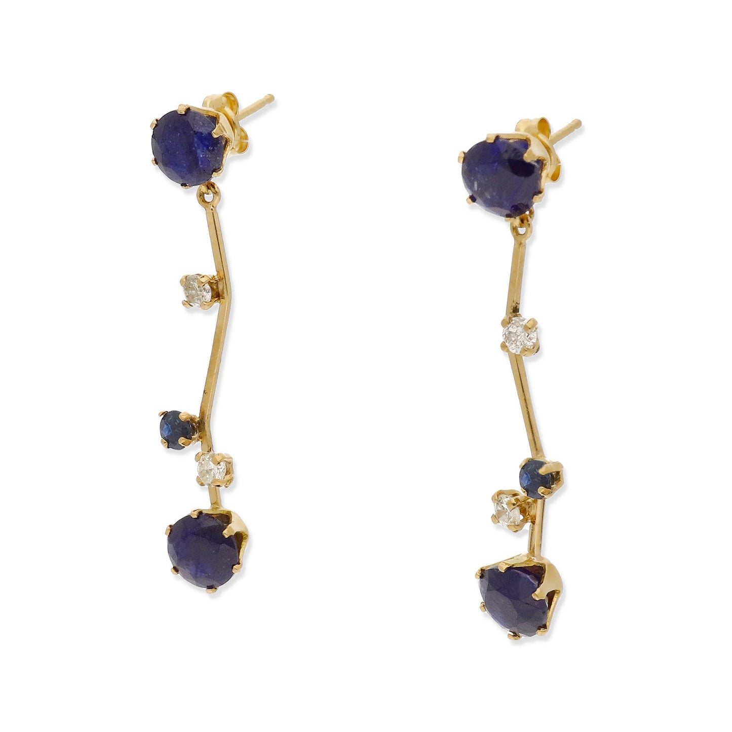 Pendientes Flok en Oro de 18K con Diamantes y Zafiros