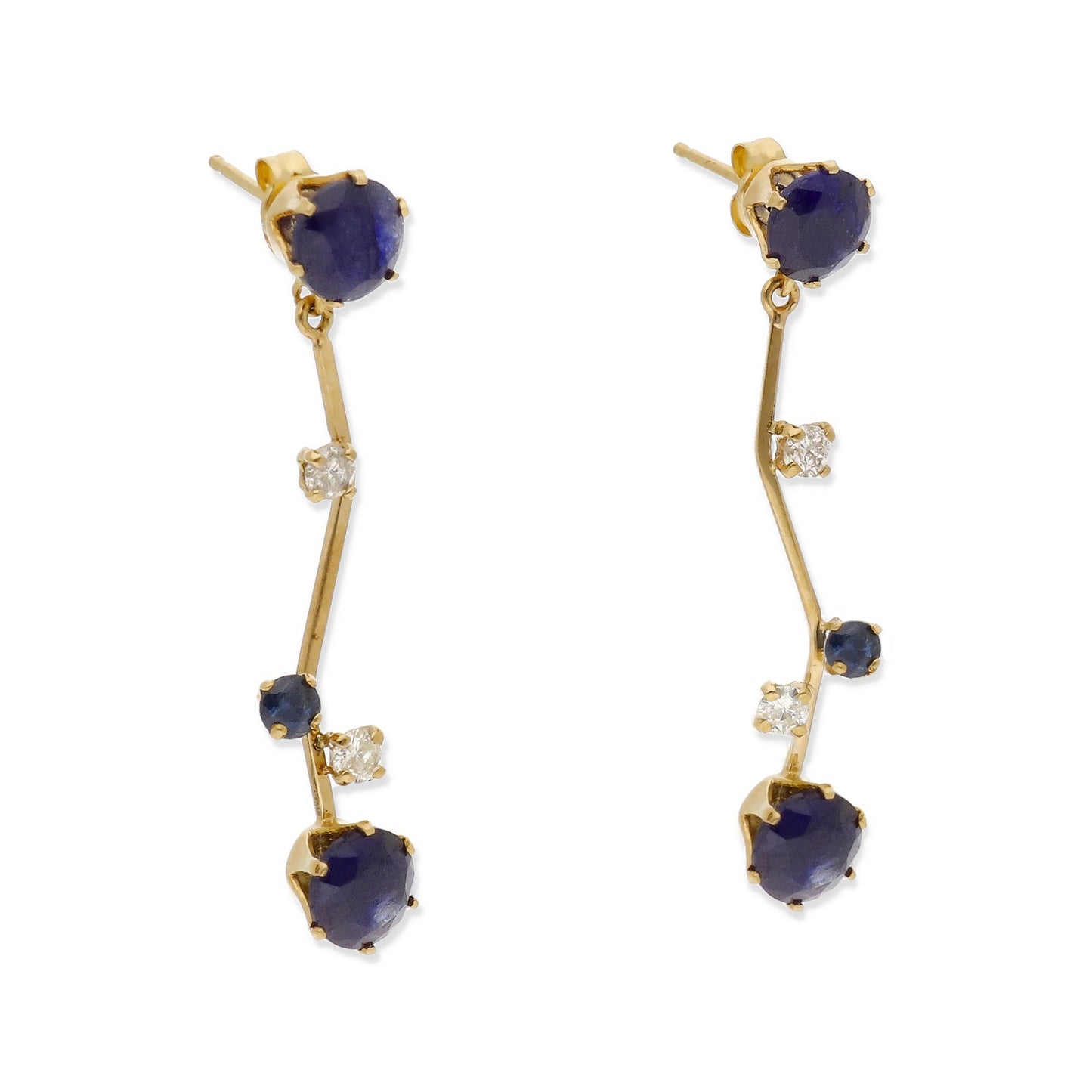 Pendientes Flok en Oro de 18K con Diamantes y Zafiros