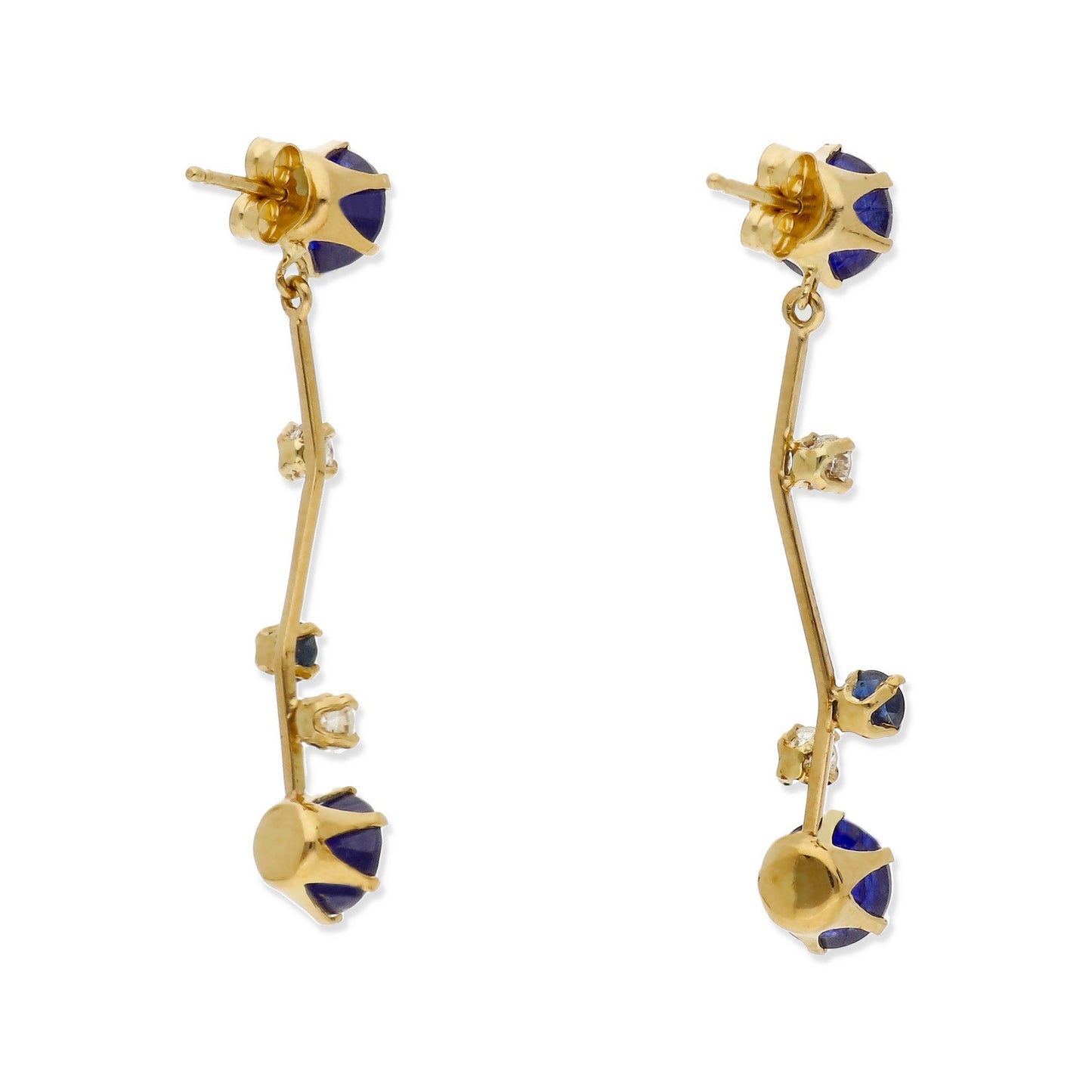 Pendientes Flok en Oro de 18K con Diamantes y Zafiros