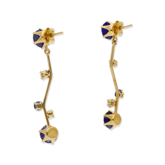 Pendientes Flok en Oro de 18K con Diamantes y Zafiros