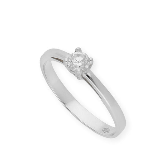 Solitario de Compromiso con Diamantes Certificado y Oro 18K