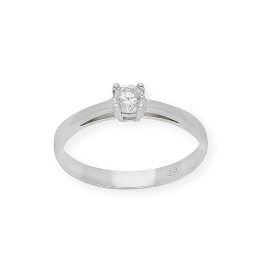 Solitario de Compromiso con Diamantes Certificado y Oro 18K