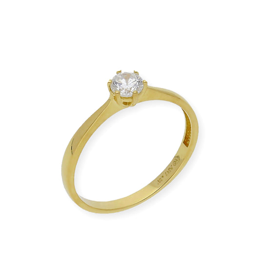 Solitario de Compromiso con Diamantes Certificado y Oro 18K