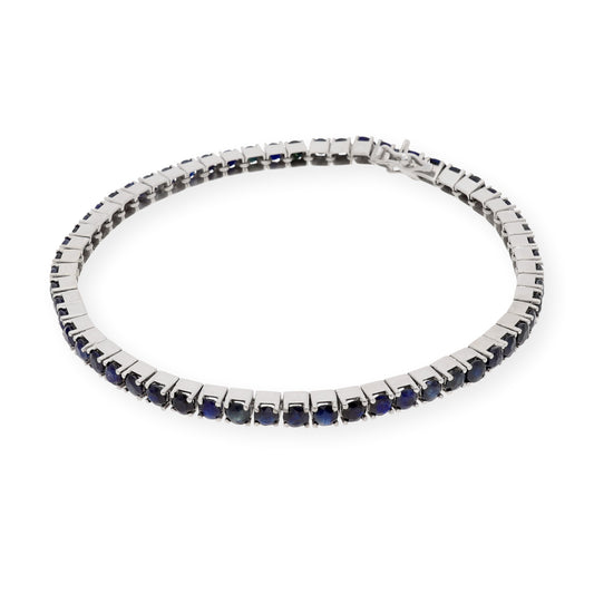 Pulsera Riviere de Zafiros en Oro Blanco de Ley