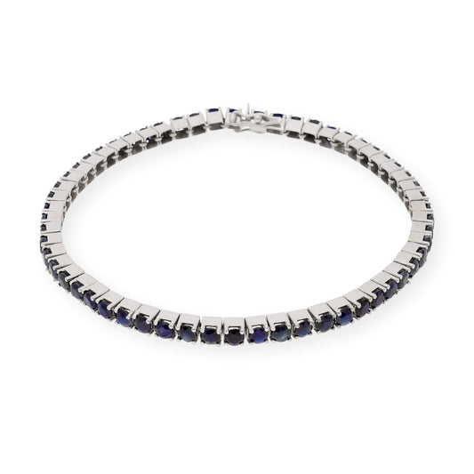 Pulsera Riviere de Zafiros en Oro Blanco de Ley
