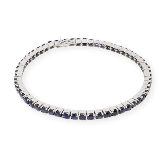 Pulsera Riviere de Zafiros en Oro Blanco de Ley