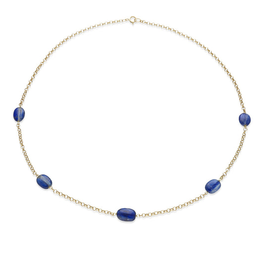 Collar Bliss Oro de ley 18K y Zafiros Ovales