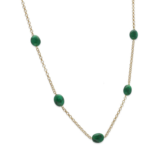 Collar de Oro de ley 18K y Esmeraldas Naturales Ovales