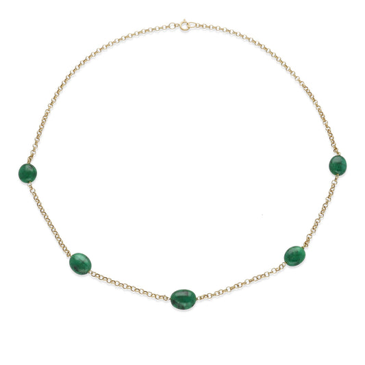 Collar de Oro de ley 18K y Esmeraldas Naturales Ovales