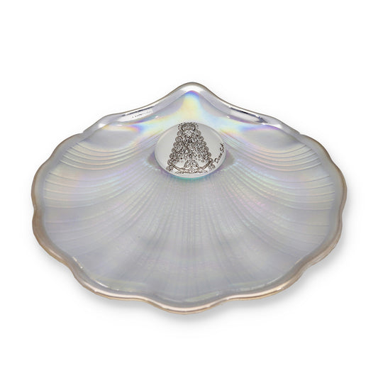 Concha de Bautismo V. Rocío Cristal Nacarado y plata Bilaminada