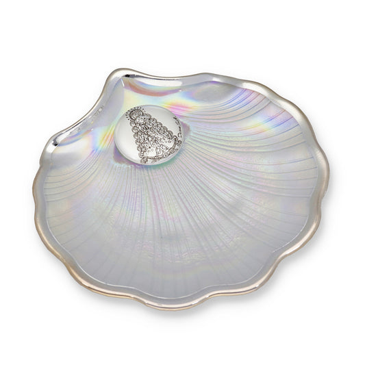 Concha de Bautismo V. Rocío Cristal Nacarado y plata Bilaminada
