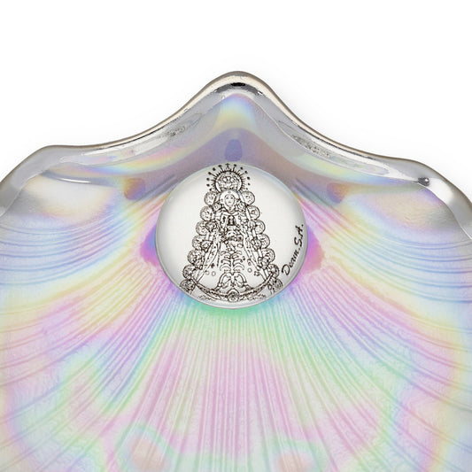 Concha de Bautismo V. Rocío Cristal Nacarado y plata Bilaminada