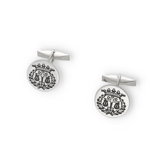 Gemelos Insignia Profesional de Derecho en Plata de Ley 925