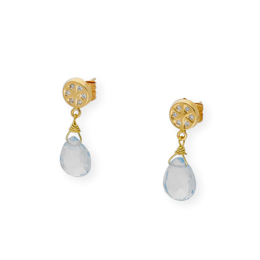 Pendientes Limón Oro Amarillo 18K con Diamantes y Topacio Azul