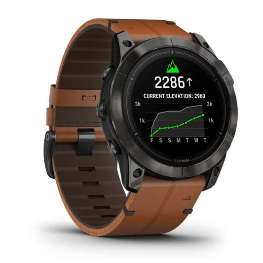 Reloj Garmin epix PRO (Gen 2) Sapphire | 51mm Titanio DLC Gris Carbón con correa de cuero 010-02804-30