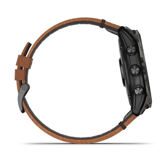 Reloj Garmin epix PRO (Gen 2) Sapphire | 51mm Titanio DLC Gris Carbón con correa de cuero 010-02804-30