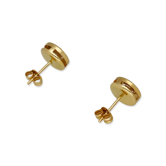 Pendientes en Oro de Ley 18K con Circonita en Chatón 8.50mm
