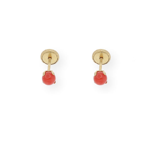 Pendientes de Bebé en Oro y Corales Naturales 3 MM