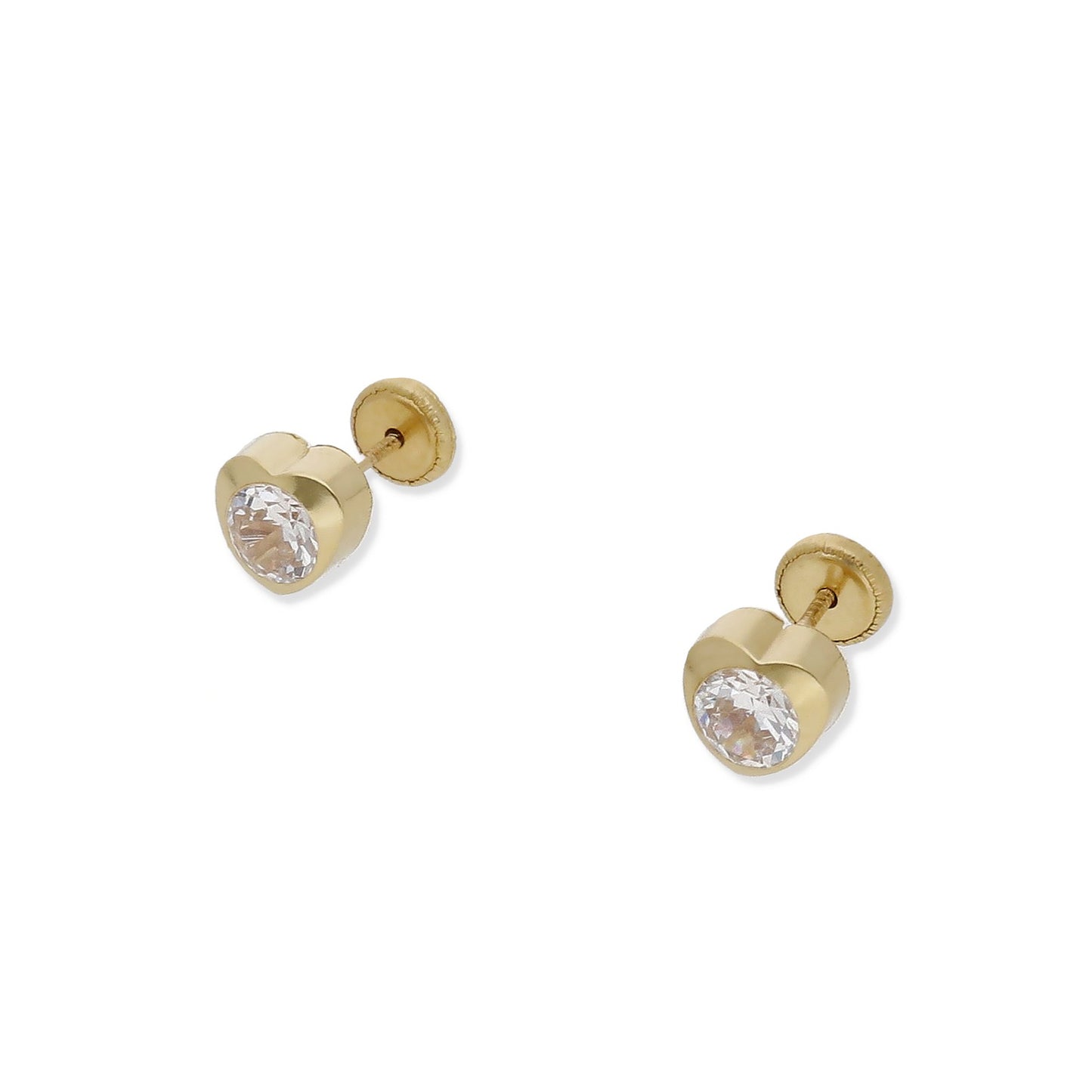 Pendientes Bebé Corazón Oro y Circonitas 4.00 mm